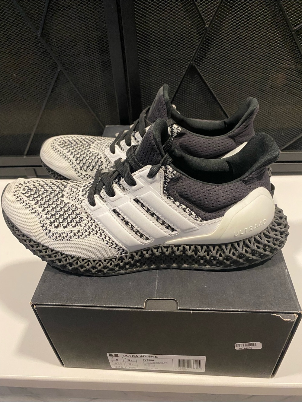 adidas x SNS Men’s Ultra 4D Sneakers — Black & White FY7006 M9/W10